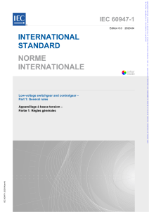 IEC 60947-1: R&egrave;gles g&eacute;n&eacute;rales pour appareillage BT