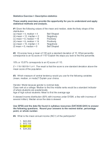 Statistics Exercise I: Descriptive Statistics & SPSS Data Analysis