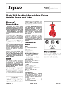 TYCO TJR Gate Valves: Specs, Installation & Data | TFP1541