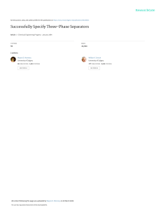 Three-Phase Separator Specification: Chemical Engineering Article