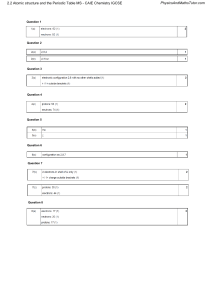 CAIE IGCSE Chemistry Mark Scheme: Atomic Structure & Periodic Table
