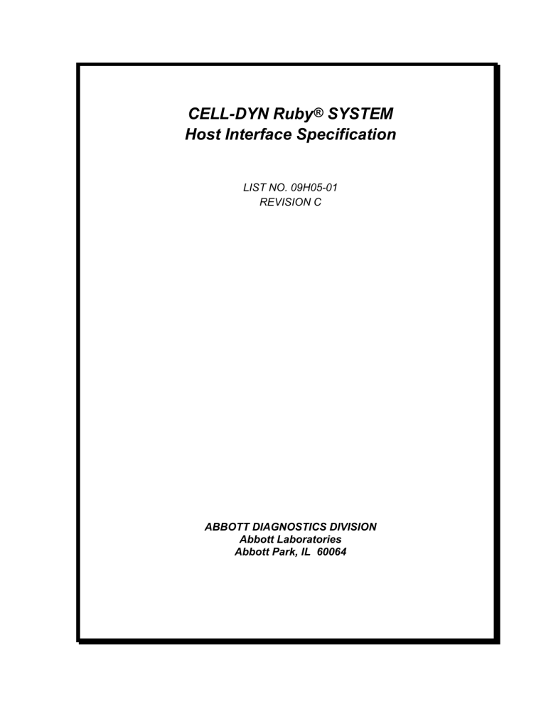 CELL-DYN Ruby System Host Interface Specification - Abbott Diagnostics