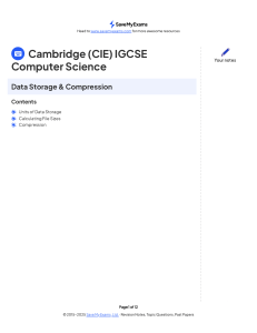 IGCSE Computer Science: Data Storage & Compression Revision Notes