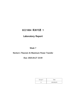 Norton's Theorem & Maximum Power Transfer Lab Report - ECC1004