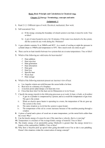 Chemical Engineering Energy Assignment: Terminology & Concepts