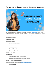 Pursue BBA in Finance: Leading Colleges & Careers in Bangalore