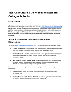 Top Agriculture Business Management Colleges in India: Scope & Careers