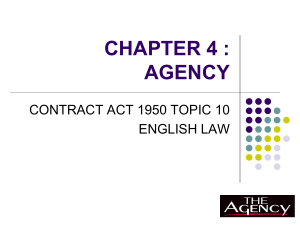 Agency Law: Contract Act 1950 - Malaysia