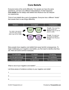 Challenge Negative Core Beliefs: A Psychology Worksheet