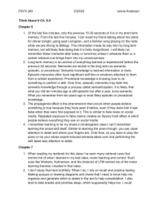 Psychology Assignment: Memory, Cognition, and Learning