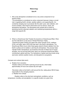 Meteorology Quiz #1: Atmosphere & Greenhouse Effect
