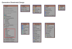 CAD Design Menu Structure: Sheetmetal, Shape, Part