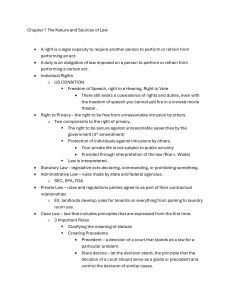 Nature and Sources of Law: Lecture Notes