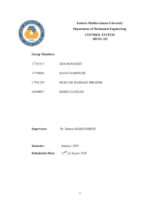 Control System Design Project: PID Controller & MATLAB Simulation