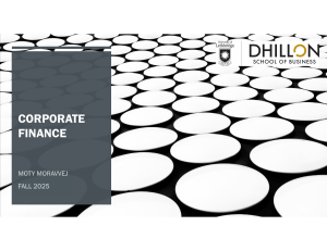 FINC3470 Corporate Finance Group Assignment - University of Lethbridge