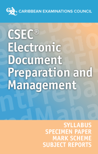 CSEC EDPM Syllabus, Specimen Paper, Mark Scheme