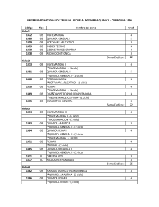 Plan de Estudios de Ingenier&iacute;a Qu&iacute;mica - Universidad Nacional de Trujillo