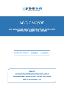 ASQ CMQ/OE Certification: Questions, Syllabus, Study Guide