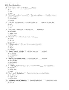 Reported Speech Worksheet: English Grammar Practice