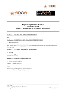 CAIA Level I Topic 2 Formula Sheet: Alternative Investments & Quant