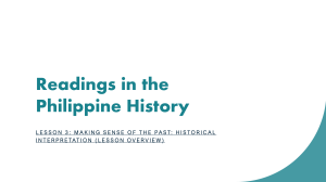 Making Sense of the Past: Historical Interpretation in Philippine History