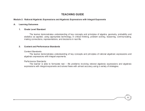 Grade 8 Math Teaching Guide: Rational Algebraic Expressions
