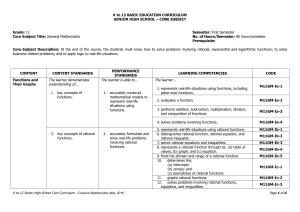Grade 11 General Mathematics Curriculum Guide