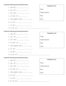 Summative Test: Expand Special Binomial Products - Algebra Practice