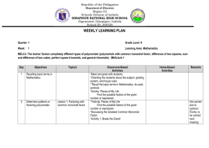 WEEKLY LEARNING PLAN-Math 8-1