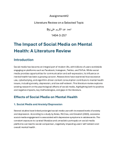 Social Media & Mental Health: A Literature Review