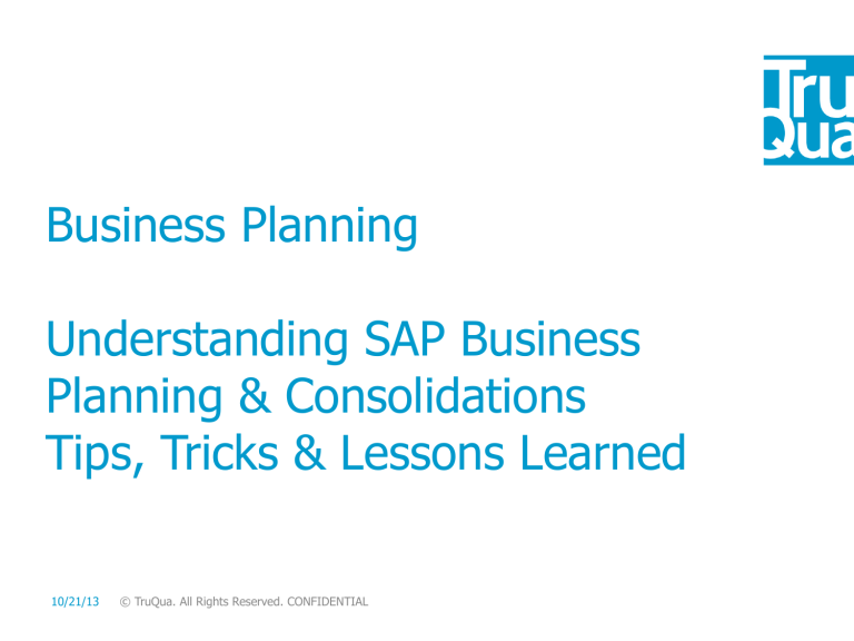 SAP Business Planning & Consolidations: Tips, Tricks & Lessons Learned
