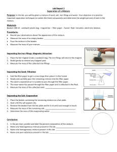 Lab Report: Separation of Sand, Salt, Iron, Water Mixture