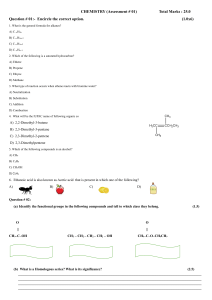 Chemistry Assessment: Alkanes, Hydrocarbons, Functional Groups