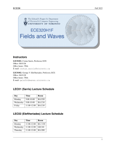 ECE320 Fields and Waves Syllabus - University of Toronto Fall 2025