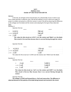 Lab 3: Diode Circuit Characteristics, Bias, and IV Curve Analysis