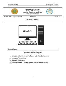 Computer (MU04): Introduction to Hardware, Software & Computing Concepts