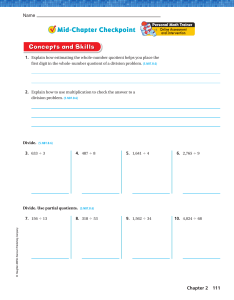 5th Grade Math: Mid-Chapter Checkpoint - Division Skills