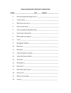 Child/Adolescent Sentence Completion Form