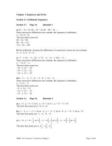 Arithmetic Sequences Solutions - High School Math