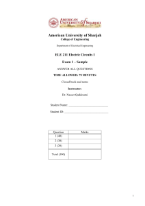 Electric Circuits I Exam Sample - AUS