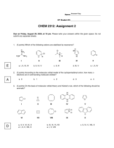 Chemistry Assignment: Resonance, Aromaticity, Diels-Alder