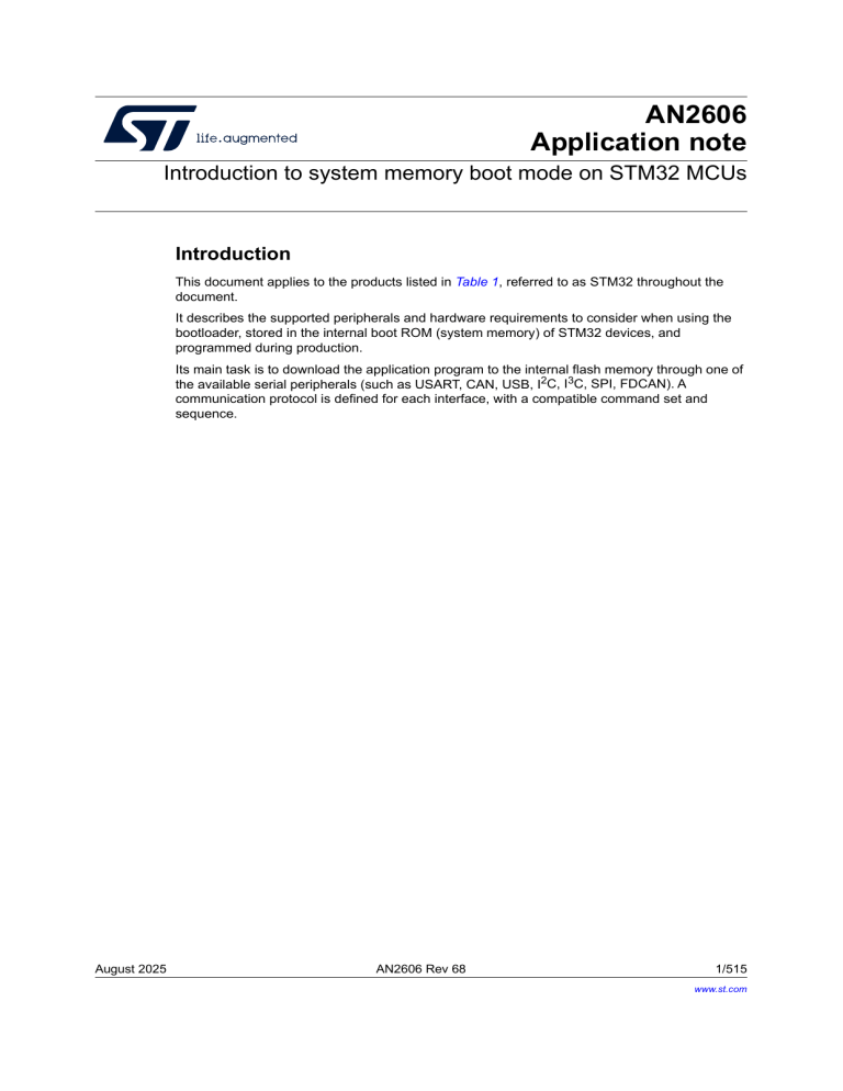 STM32 System Memory Boot Mode: Application Note