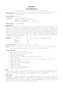Solid Mechanics Syllabus - Spring 2023