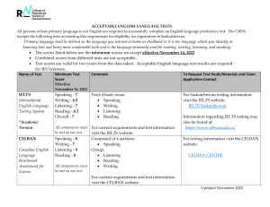 Saskatchewan RN English Language Test Requirements