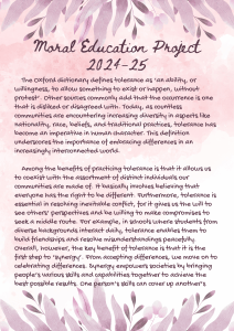 Moral Education Project: Fostering Tolerance & Synergy in Communities