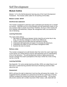 Self Development Module Outline for Coach Development Framework