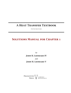Heat Transfer Textbook: Chapter 1 Solutions Manual
