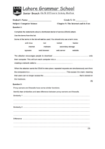 Computer Science Grade 10 Worksheet: Internet, DDoS, Firewalls