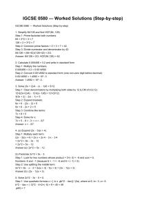IGCSE 0580 Math Worked Solutions: Step-by-Step Problem Solving Guide