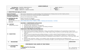 Grade 11 Bakery Operation NC II: Yeast Bread Baking Lesson Plan